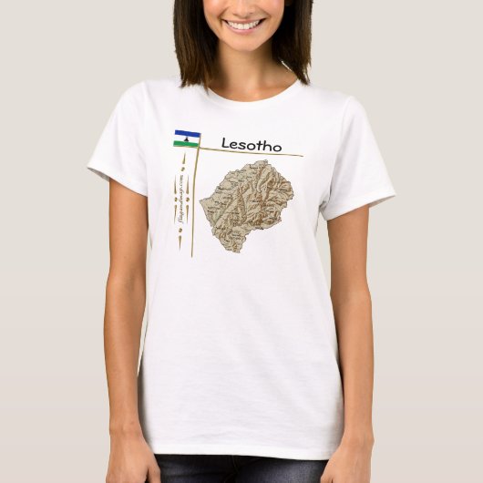 T-Shirt Carte + Drapeau + Titre Lesotho (Devant)