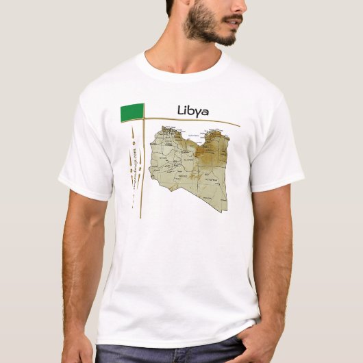 T-Shirt Carte + Drapeau + Titre Libye (Devant)