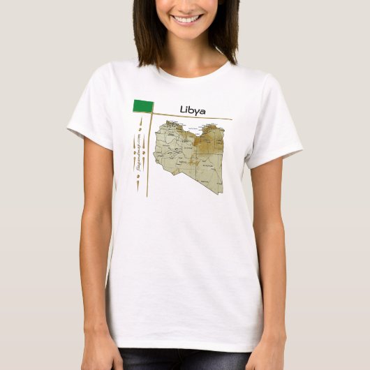 T-Shirt Carte + Drapeau + Titre Libye (Devant)