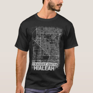T-shirt Carte droite de ville d'Outta Hialeah (GROS