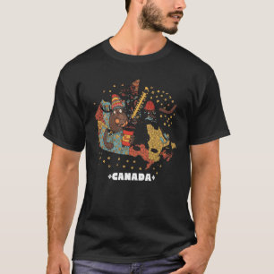 T-shirt Carte drôle du Canada Castor Hockey Toque