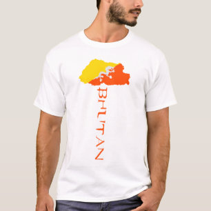 T-shirt Carte du Bhoutan Drapeau du pays