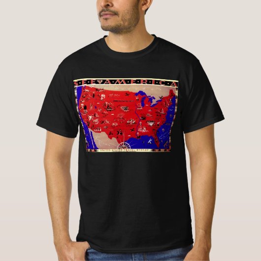 T-shirt Carte du Bureau de voyage des États-Unis d'Amériqu (Devant)