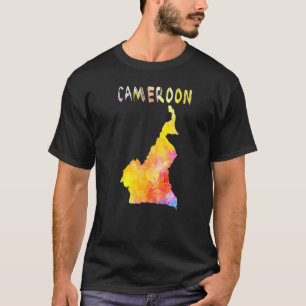 T-shirt Carte Du Cameroun Carte Colorée Aquarelle Illustra