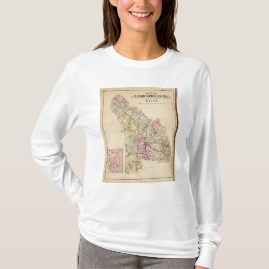 T-shirt Carte du comté d'Androscoggin, Maine (Devant)
