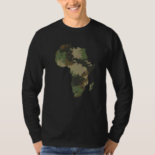 T-shirt Carte du continent africain Motif camouflage Défen