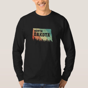 T-shirt Carte du Dakota du Nord avec Skyline USA America P
