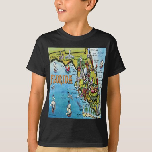 T-shirt Carte du dessin animé en Floride (Devant)
