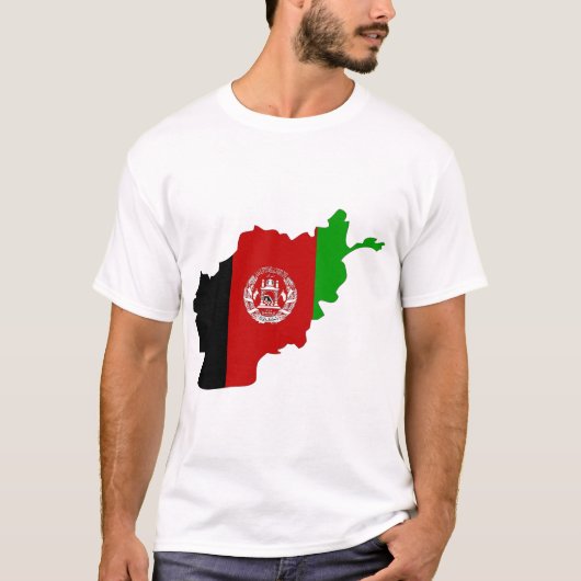 T-shirt Carte du drapeau afghan (Devant)