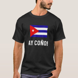 T-shirt Carte du drapeau cubain Souvenir Slang ay Coño Cub