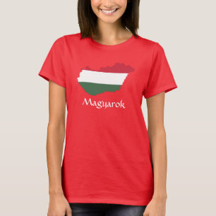 T-shirt Carte du drapeau de la Hongrie ROUGE Magyarok T-sh
