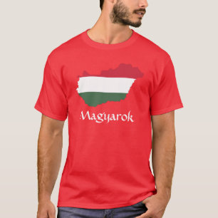 T-shirt Carte du drapeau de la Hongrie ROUGE Magyarok T-sh