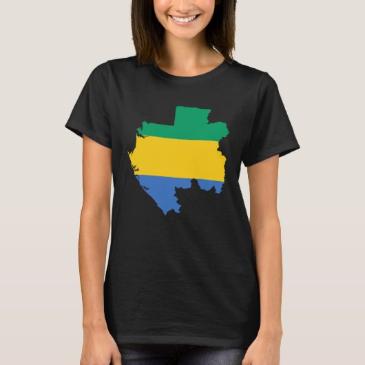 T-shirt Carte du drapeau du Gabon (Devant)