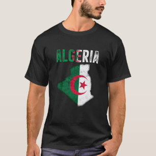T-shirt Carte du drapeau du pays Algérie algérien