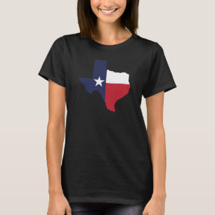 T-shirt Carte du drapeau du Texas noir femmes