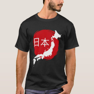 T-shirt Carte du drapeau japonais Nippon Nihon Tokyo Osaka