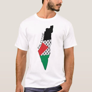 T-shirt Carte du drapeau palestinien Motif Kufiya