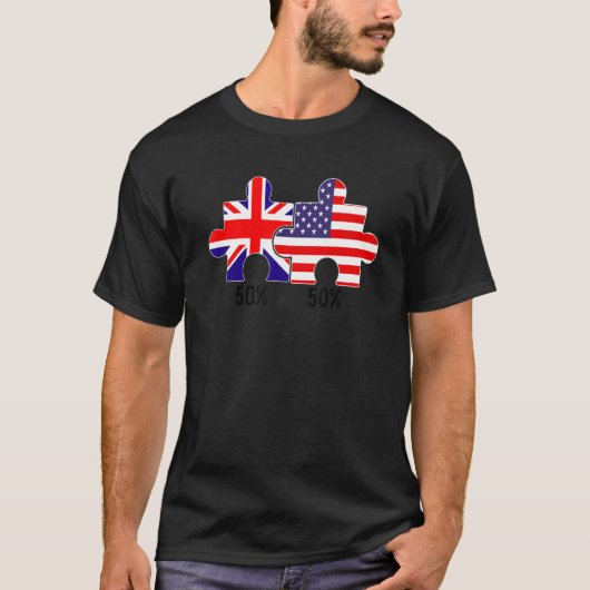 T-shirt Carte du drapeau semi-américain demi-britannique c (Devant)