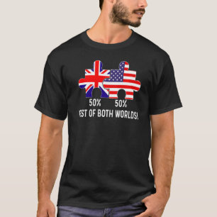 T-shirt Carte du drapeau semi-américain demi-britannique c