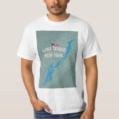 T-shirt Carte du lac George New York (Devant)