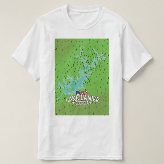 T-shirt Carte du lac Lanier Georgia (Design devant)
