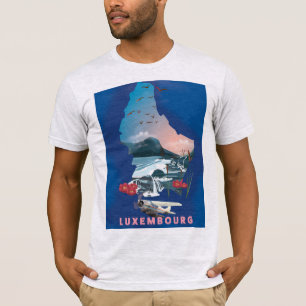 T-shirt Carte du Luxembourg illustré affiche de voyage.