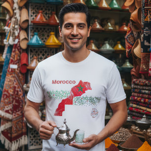 T-shirt Carte du Maroc Art – Marocain Rouge & Vert