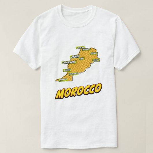 T-shirt Carte du Maroc illustrée par Pop Art (Design devant)