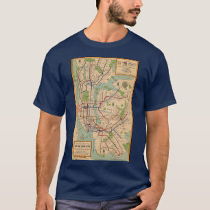 T-shirt Carte du métro New York vintage 1954 NYC Subwa Vin