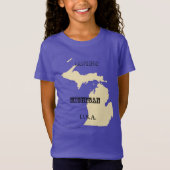 T-shirt - Carte du Michigan avec la ville (Devant)
