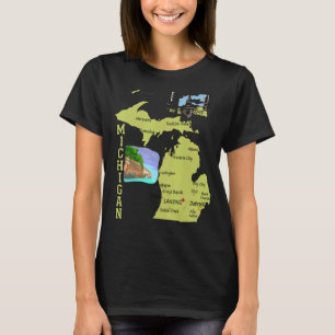 T-shirt Carte du Michigan Grandes villes Michigan Paysage