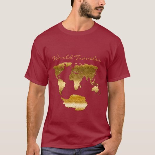 T-shirt Carte du monde à effet texturé et métallique sur l (Devant)