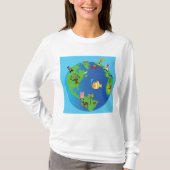 T-shirt Carte du monde animal Mignonne illustration de la (Devant)