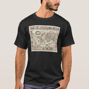T-SHIRT CARTE DU MONDE ANTIQUE DU 17ÈME SIÈCLE HISTOIRE GÉ