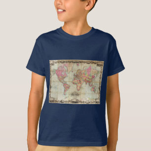 T-shirt Carte du monde antique par John Colton, vers 1854