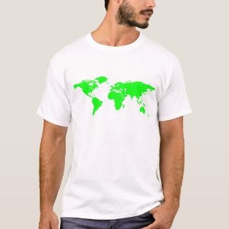T-shirt Carte du monde blanc vert