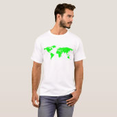 T-shirt Carte du monde blanc vert (Devant entier)