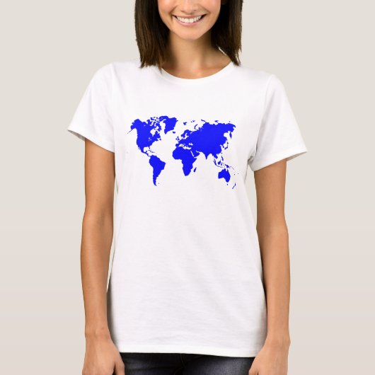 T-shirt Carte du monde - Bleu (Devant)