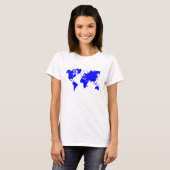 T-shirt Carte du monde - Bleu (Devant entier)