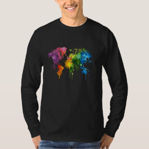T-shirt Carte du monde coloré Retro Cool Cadeau graphique