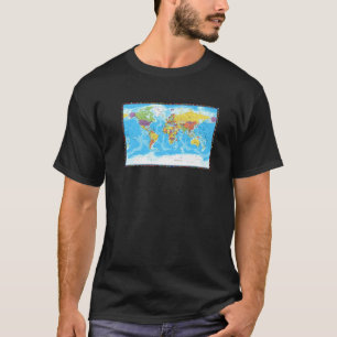 T-shirt Carte du monde cool avec drapeaux des pays du mond