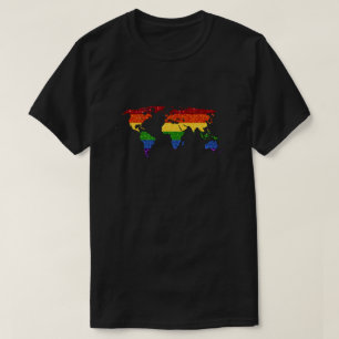 T-shirt Carte du monde de la Parties scintillant LGBT Prid
