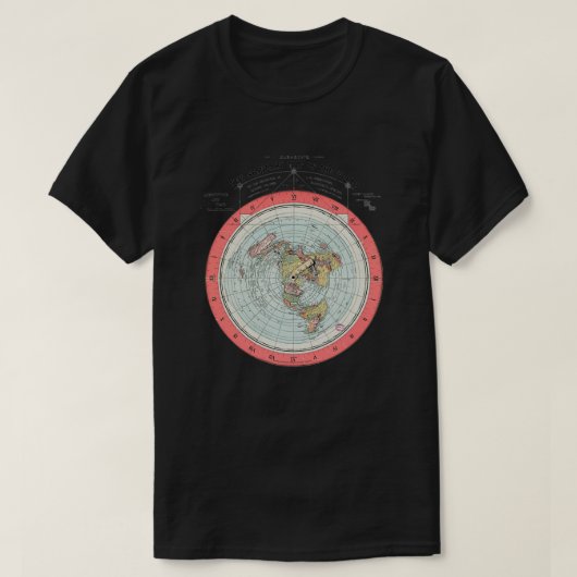 T-shirt Carte du monde de la Société de la Terre plate (Design devant)