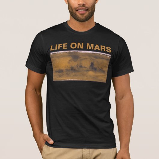 T-shirt Carte du monde de Mars Red Planet par satellite (Devant)