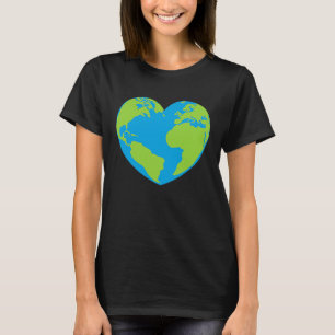T-shirt Carte du monde en forme de coeur