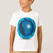 T-shirt Carte du monde Globe terrestre bleu moderne (Devant)