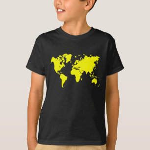 T-shirt Carte du monde - Jaune