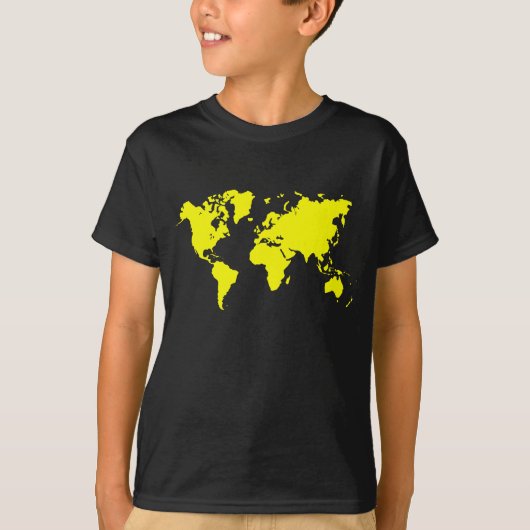 T-shirt Carte du monde - Jaune (Devant)