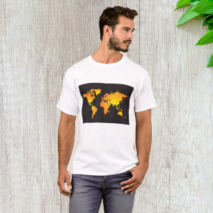T-shirt Carte du monde lumineuse en orange et jaune