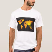 T-shirt Carte du monde lumineux en orange et jaune (Devant)